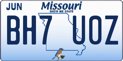 MO license plate BH7U0Z