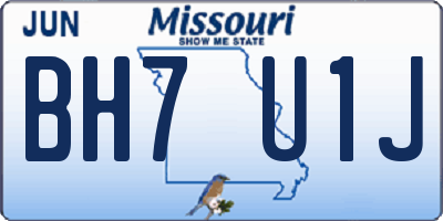 MO license plate BH7U1J