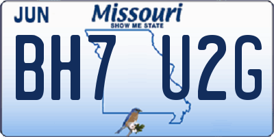 MO license plate BH7U2G