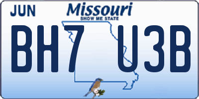 MO license plate BH7U3B