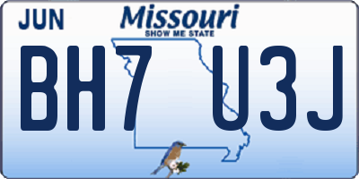 MO license plate BH7U3J