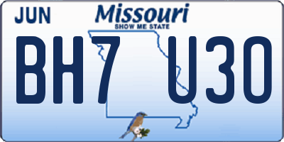 MO license plate BH7U3O
