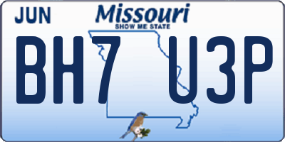 MO license plate BH7U3P