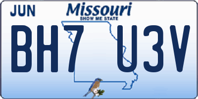 MO license plate BH7U3V