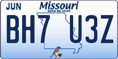 MO license plate BH7U3Z