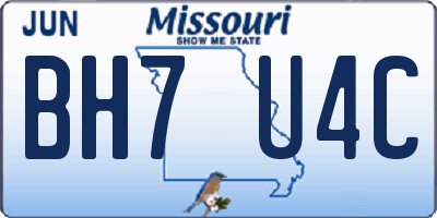 MO license plate BH7U4C