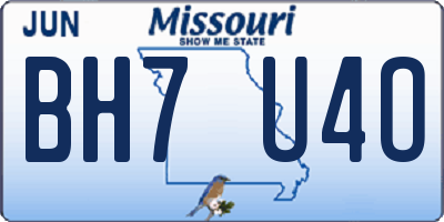 MO license plate BH7U4O