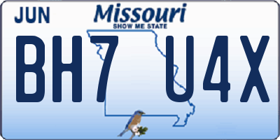 MO license plate BH7U4X