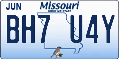 MO license plate BH7U4Y