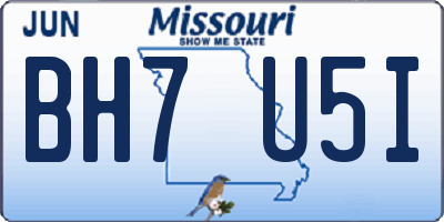 MO license plate BH7U5I