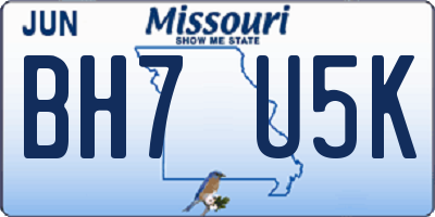 MO license plate BH7U5K