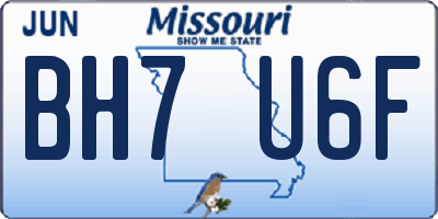 MO license plate BH7U6F