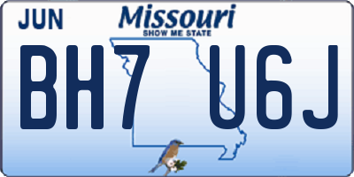 MO license plate BH7U6J