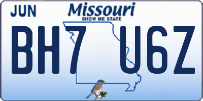 MO license plate BH7U6Z