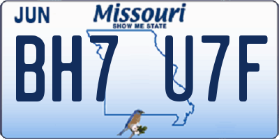 MO license plate BH7U7F