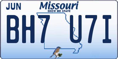 MO license plate BH7U7I