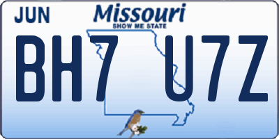 MO license plate BH7U7Z