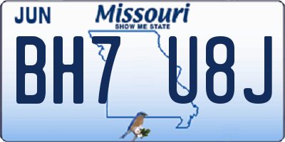 MO license plate BH7U8J