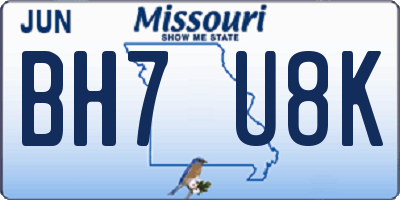 MO license plate BH7U8K