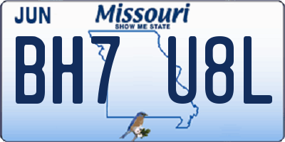 MO license plate BH7U8L