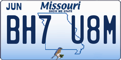 MO license plate BH7U8M