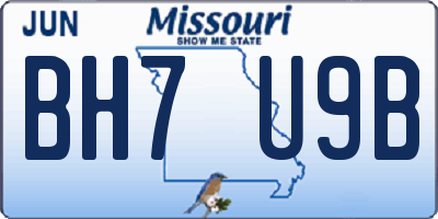 MO license plate BH7U9B