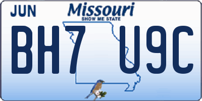 MO license plate BH7U9C