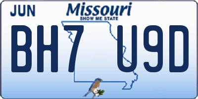 MO license plate BH7U9D