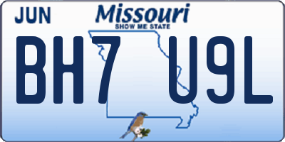 MO license plate BH7U9L