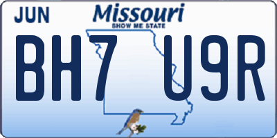MO license plate BH7U9R