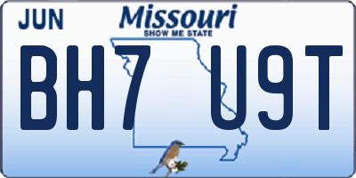 MO license plate BH7U9T