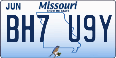 MO license plate BH7U9Y