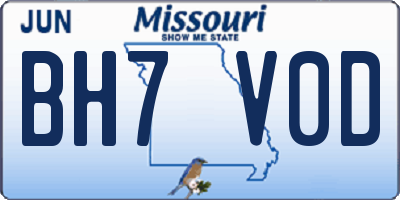 MO license plate BH7V0D
