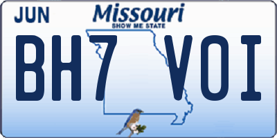 MO license plate BH7V0I