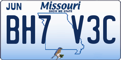 MO license plate BH7V3C