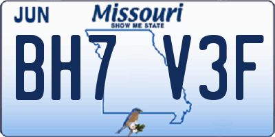 MO license plate BH7V3F