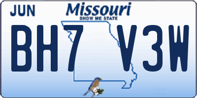MO license plate BH7V3W