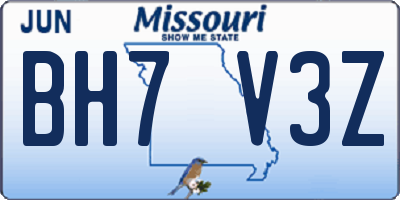 MO license plate BH7V3Z