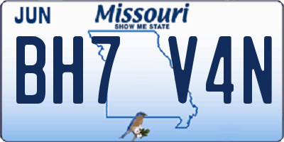 MO license plate BH7V4N