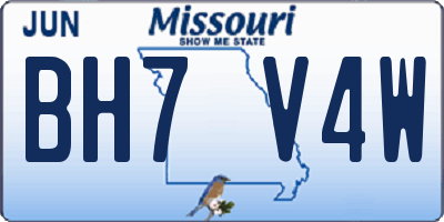 MO license plate BH7V4W