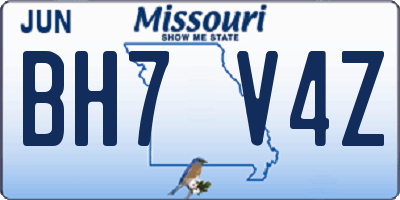 MO license plate BH7V4Z