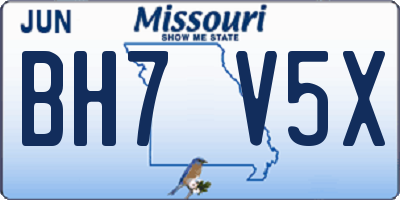 MO license plate BH7V5X