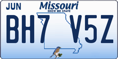 MO license plate BH7V5Z
