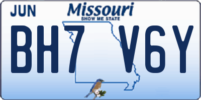 MO license plate BH7V6Y