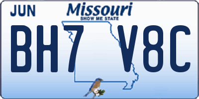 MO license plate BH7V8C
