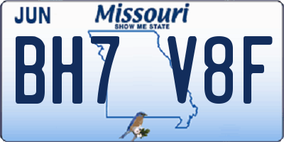 MO license plate BH7V8F