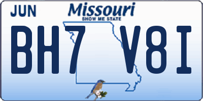 MO license plate BH7V8I