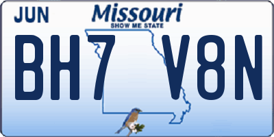 MO license plate BH7V8N