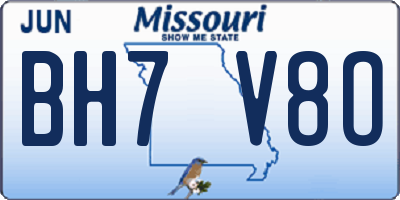 MO license plate BH7V8O