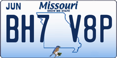MO license plate BH7V8P